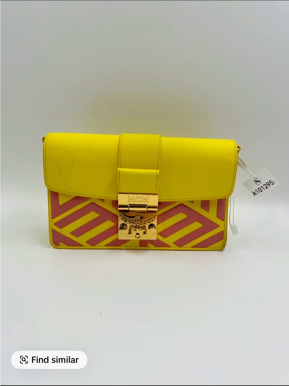 MCM Yellow and Pink Leather Geometric Crossbody